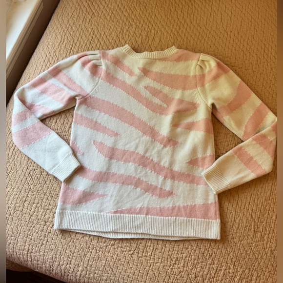 Milly Zebra Intarsia Sweater, Pink& White,  Merino Wool/Cashmere, Size S, EUC! - Picture 8 of 8